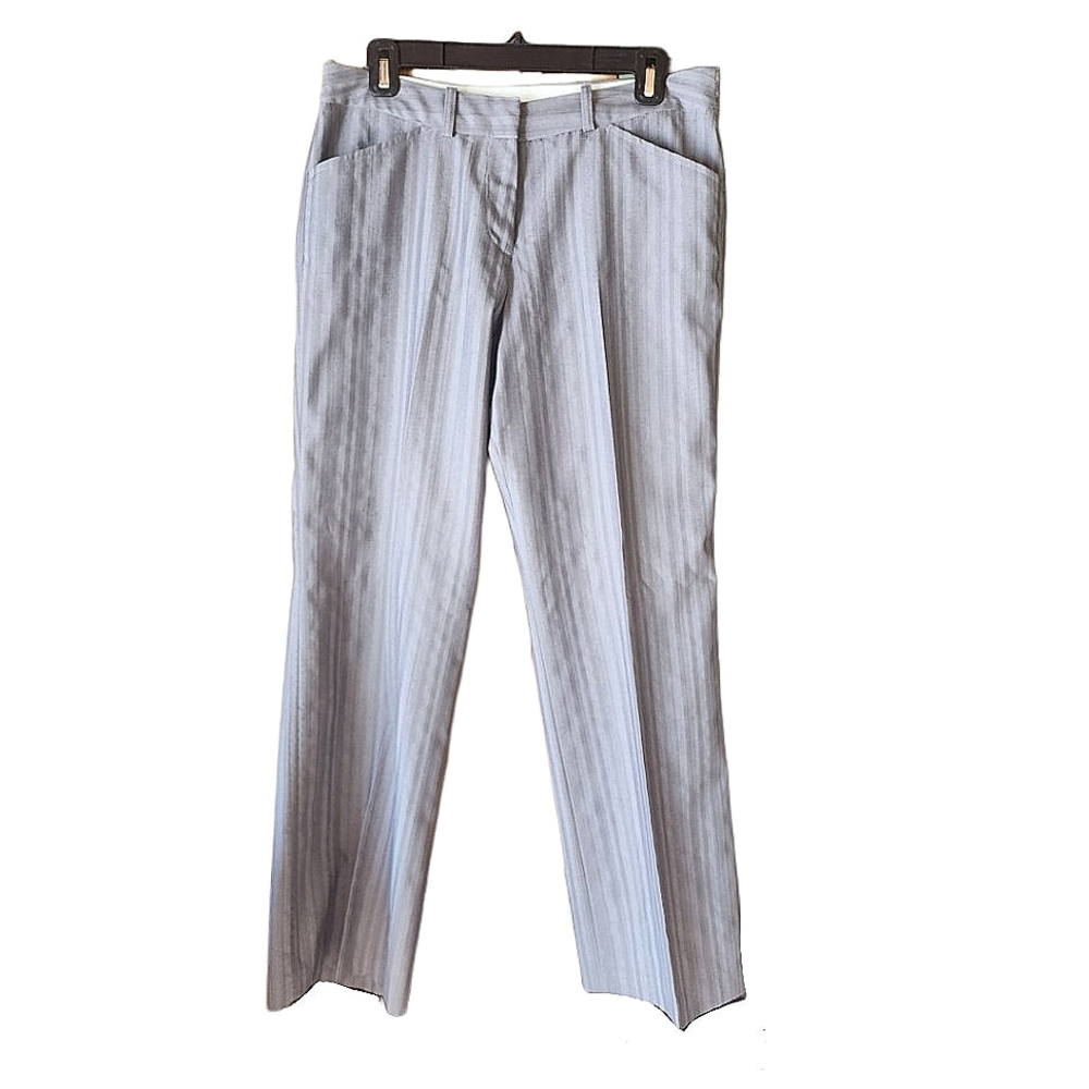Vintage Y2k Worthington Petite Stretch Gray Striped Wide Leg Pants Size 8P